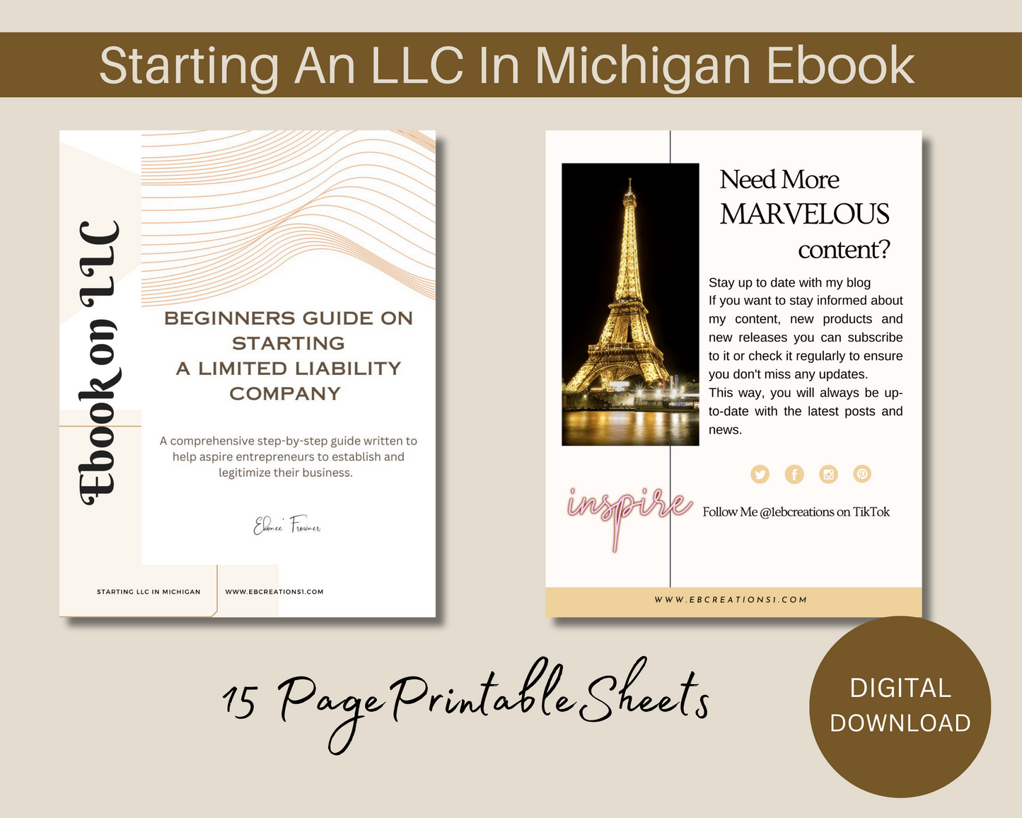 Starting An LLC In Michigan Ebook | Digital Download