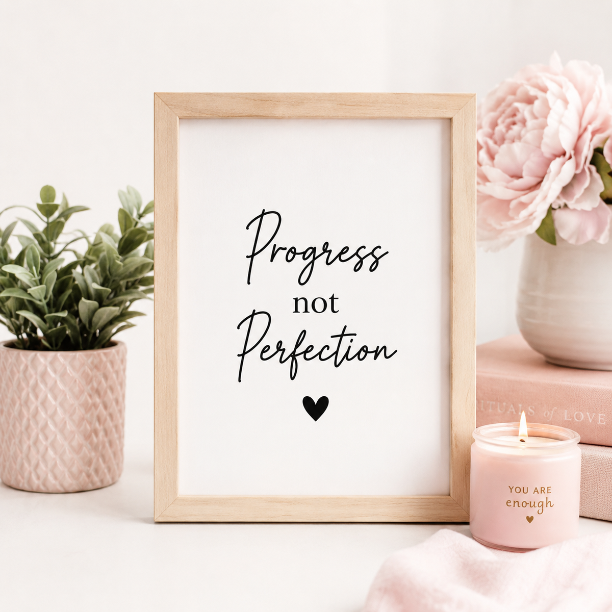 Wall Art and Home Decor Motivational Picture Hanging on Brick Wall