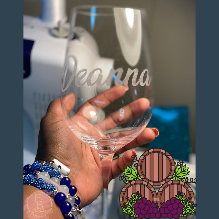 Custom Personalized Etched wine glass