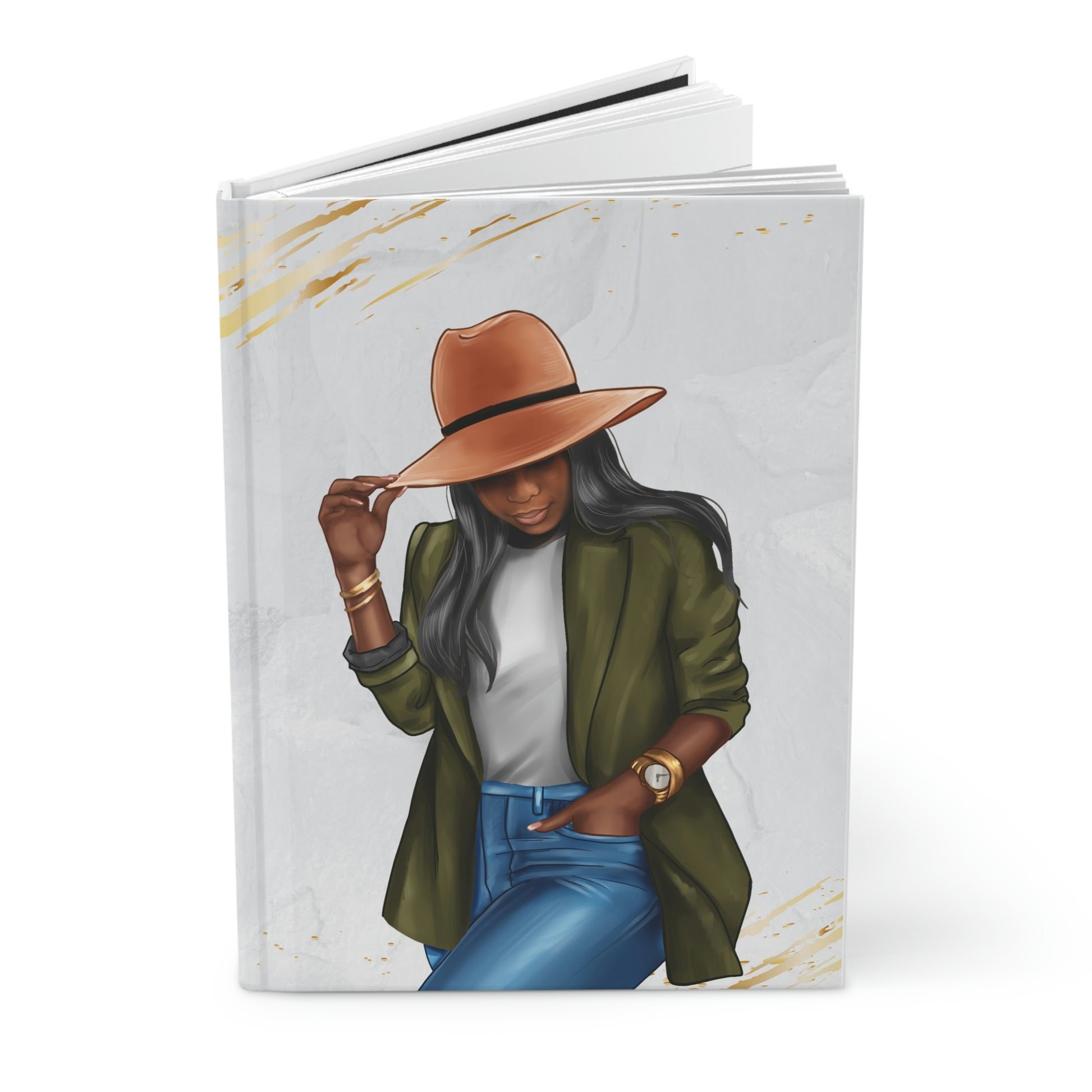 Black Girl in Denim Hardcover Matte Journal | Lined Pages for daily writing - Eb Creations Paper products Black Girl in Denim Hardcover Matte Journal | Lined Pages for daily writing