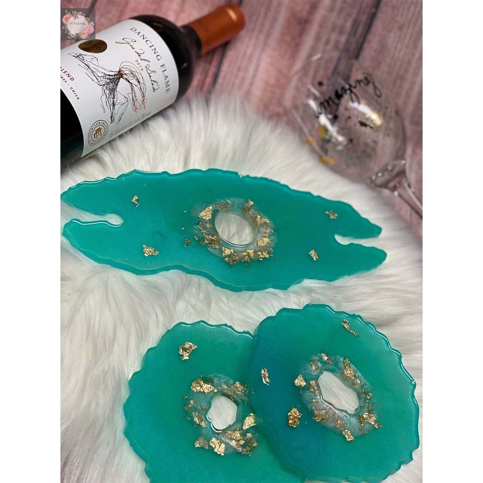 Wine Glass Holder w/Coaster set - Eb Creations Wine Glass Holder w/Coaster set