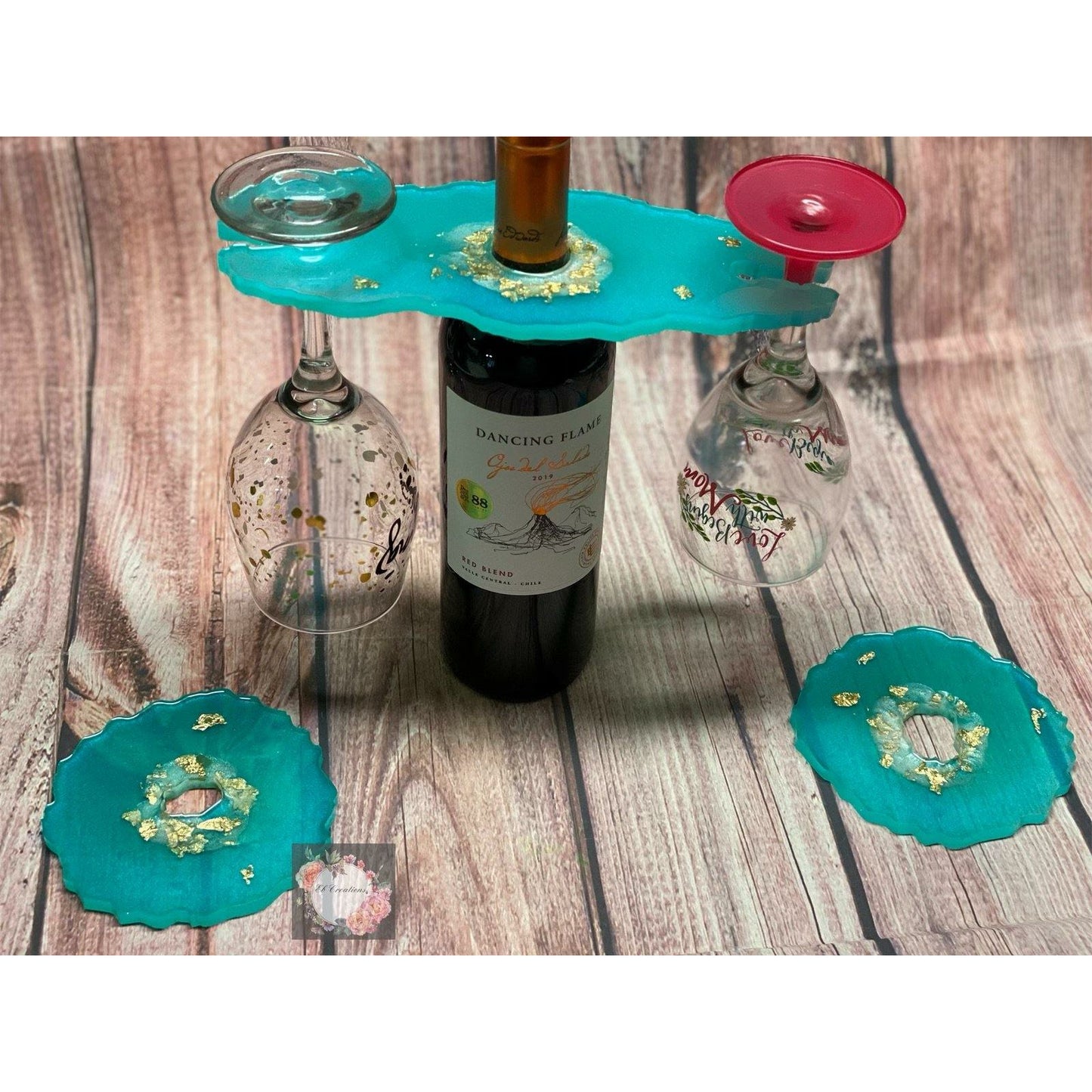 Wine Glass Holder w/Coaster set - Eb Creations Wine Glass Holder w/Coaster set