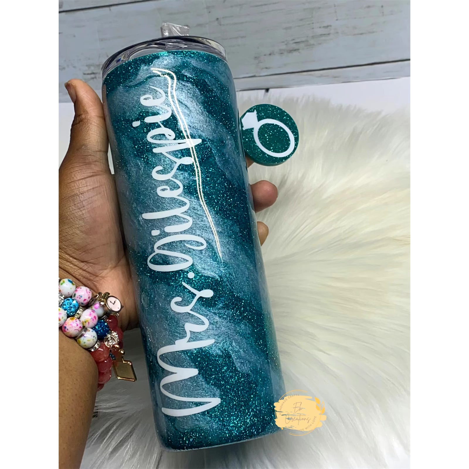 Teal Milky-Way Glitter Tumbler | Personalized - Eb Creations Teal Milky-Way Glitter Tumbler | Personalized