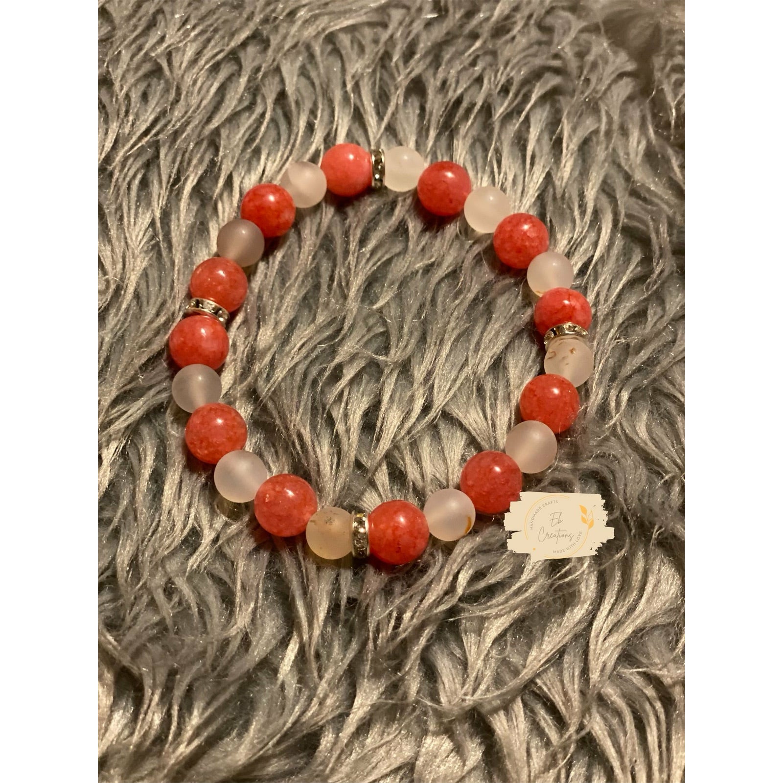 Pink and Howlite Quartz feathered charms | Beaded Bracelet | Handmade Jewelry - Eb Creations Bracelets Pink and Howlite Quartz feathered charms | Beaded Bracelet | Handmade Jewelry