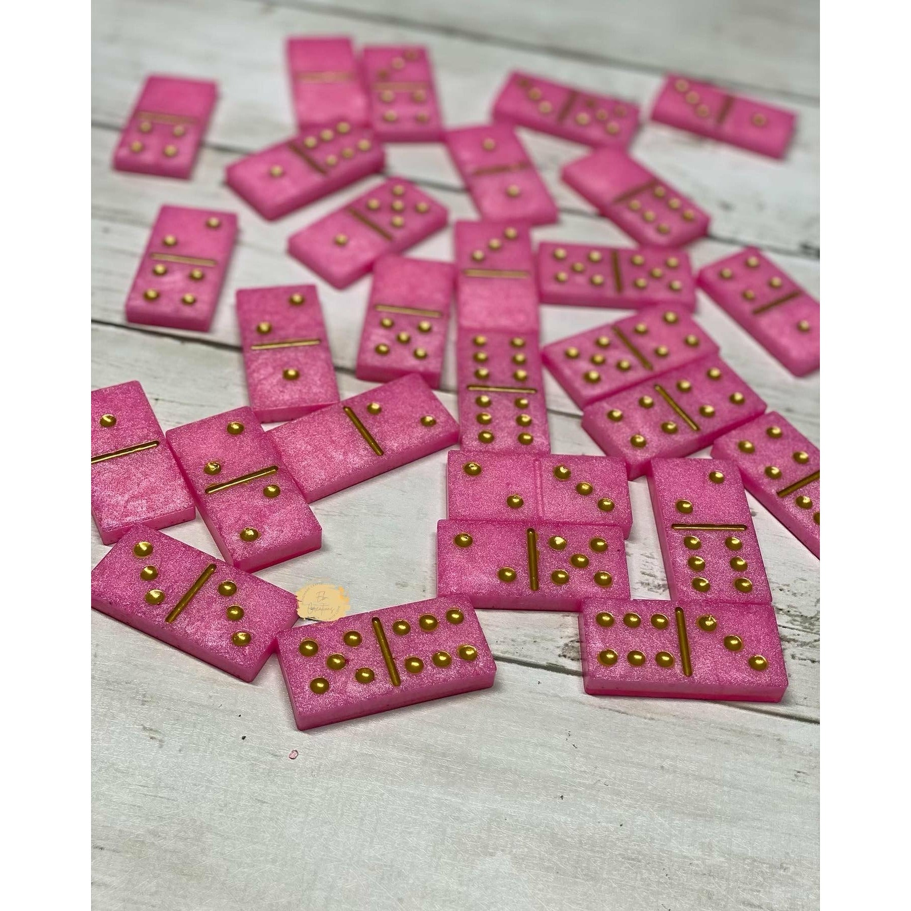 Pink & Gold Domino Set - Eb Creations Pink & Gold Domino Set