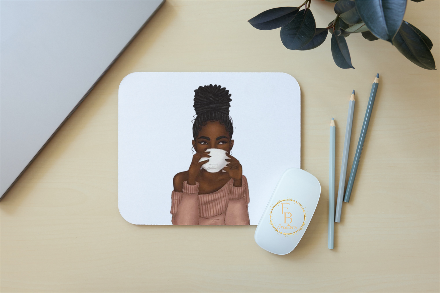 Black girl with bun mouse pad | Melanin Woman Office accessories supplies | Pad for mouse - Eb Creations Mouse Pad Black girl with bun mouse pad | Melanin Woman Office accessories supplies | Pad for mouse
